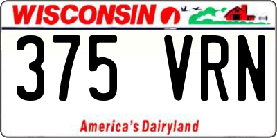 WI license plate 375VRN