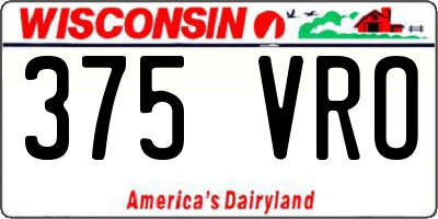 WI license plate 375VRO