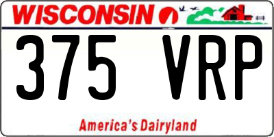 WI license plate 375VRP
