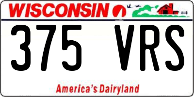 WI license plate 375VRS