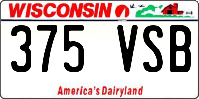 WI license plate 375VSB