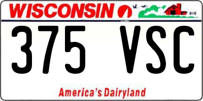 WI license plate 375VSC
