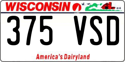 WI license plate 375VSD