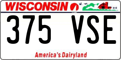 WI license plate 375VSE