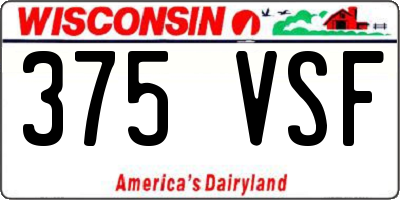 WI license plate 375VSF