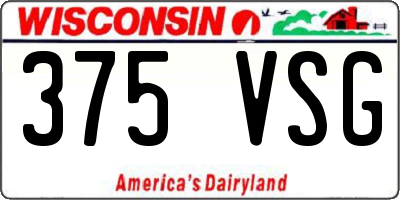 WI license plate 375VSG