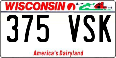 WI license plate 375VSK