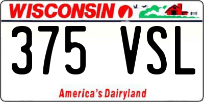 WI license plate 375VSL