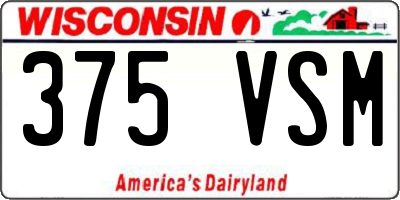 WI license plate 375VSM