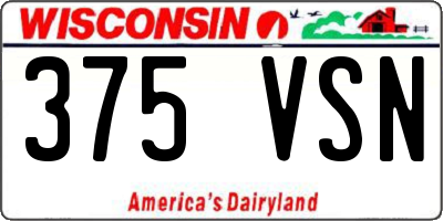 WI license plate 375VSN