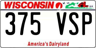 WI license plate 375VSP