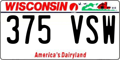 WI license plate 375VSW