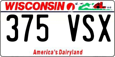 WI license plate 375VSX