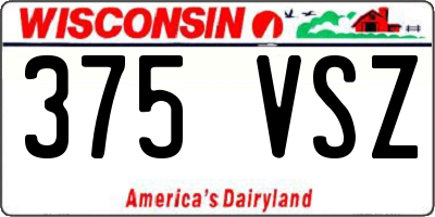 WI license plate 375VSZ