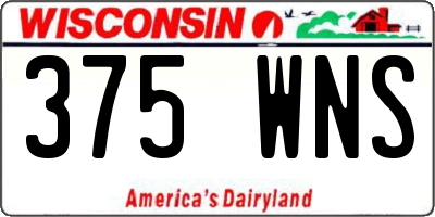 WI license plate 375WNS