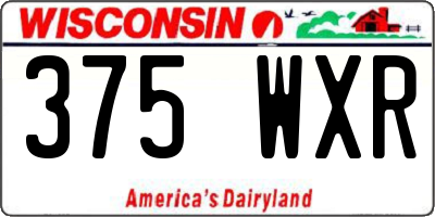 WI license plate 375WXR
