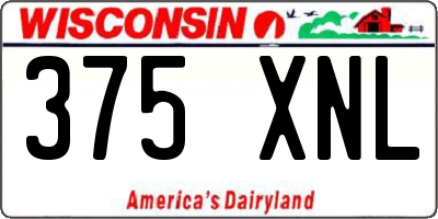 WI license plate 375XNL