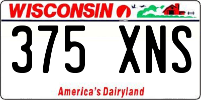 WI license plate 375XNS