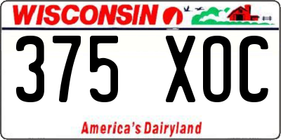 WI license plate 375XOC