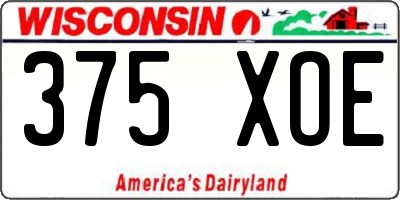 WI license plate 375XOE