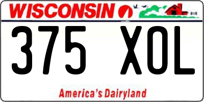 WI license plate 375XOL