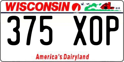 WI license plate 375XOP