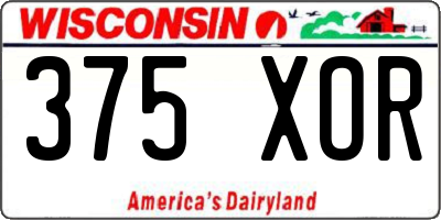 WI license plate 375XOR