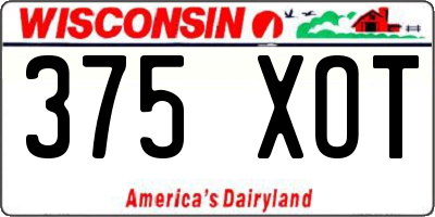 WI license plate 375XOT