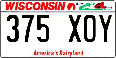 WI license plate 375XOY