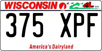 WI license plate 375XPF