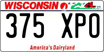 WI license plate 375XPO