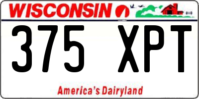 WI license plate 375XPT