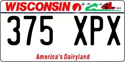 WI license plate 375XPX