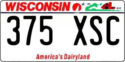 WI license plate 375XSC