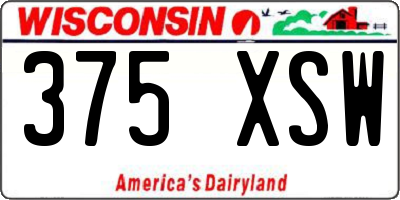 WI license plate 375XSW