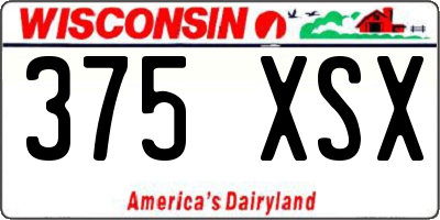 WI license plate 375XSX