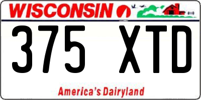 WI license plate 375XTD