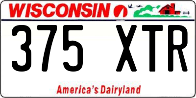 WI license plate 375XTR