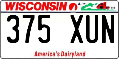 WI license plate 375XUN