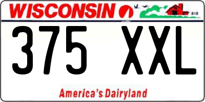 WI license plate 375XXL