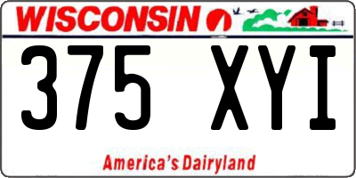 WI license plate 375XYI
