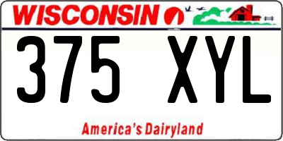 WI license plate 375XYL