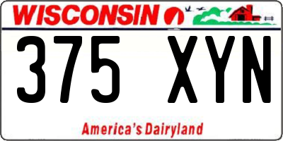 WI license plate 375XYN