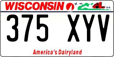 WI license plate 375XYV