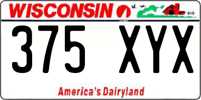 WI license plate 375XYX