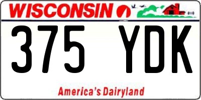 WI license plate 375YDK