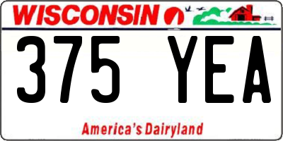 WI license plate 375YEA