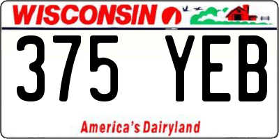 WI license plate 375YEB