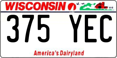 WI license plate 375YEC