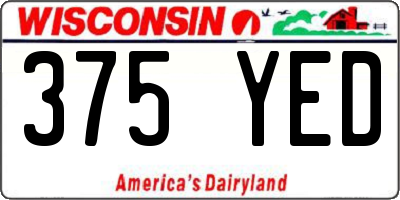 WI license plate 375YED